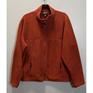 L.L.Bean Jacket Men's SZ Large Fleece Orange Full Zip Long Sleeve * See‎ Photos*